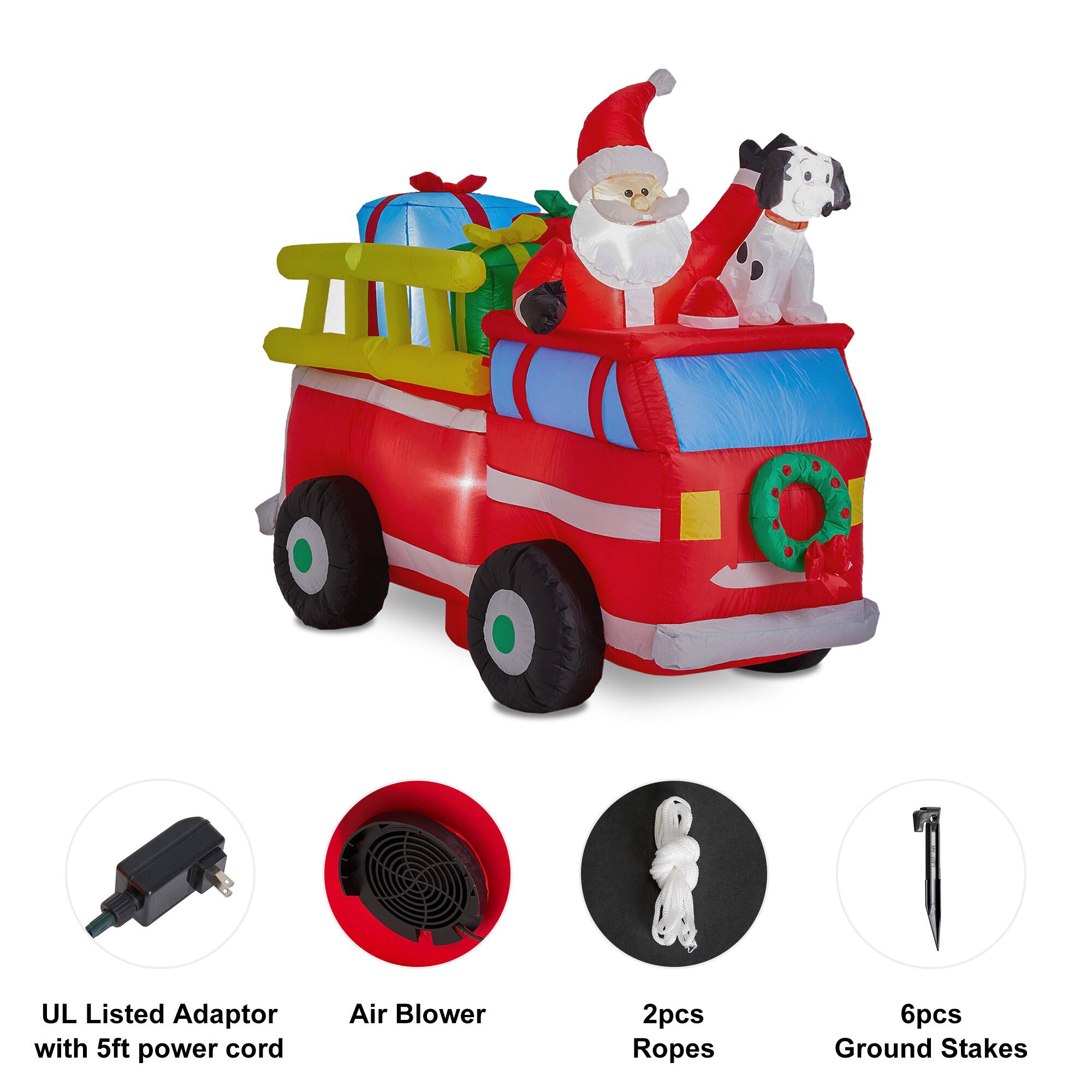 Glitzhome® 7ft. Inflatable Santa in Truck With Lights